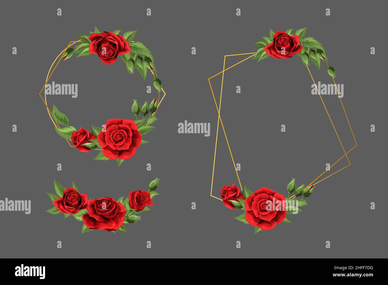 Gold red floral border design hi-res stock photography and images - Alamy