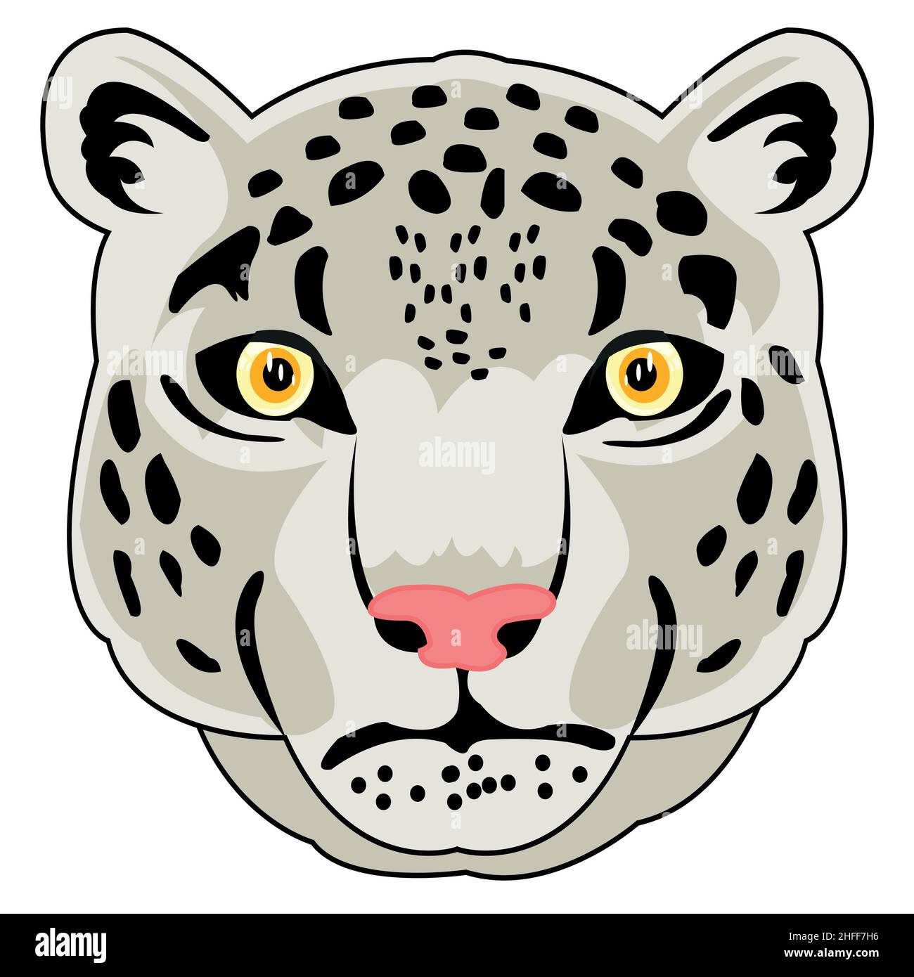 Wildlife snow snow leopard mug on white background is insulated Stock Vector
