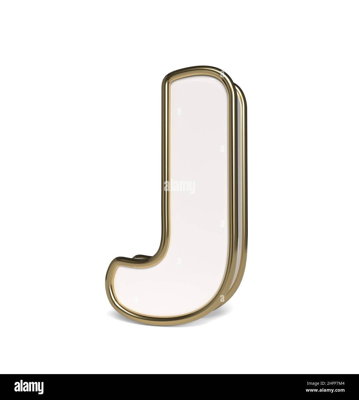 Elegant white alphabet. Letter J. 3D rendering. Stock Photo