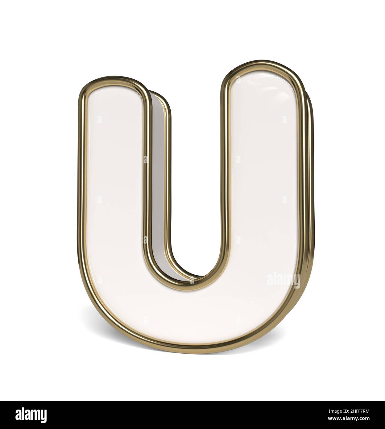 Elegant white alphabet. Letter U. 3D rendering. Stock Photo