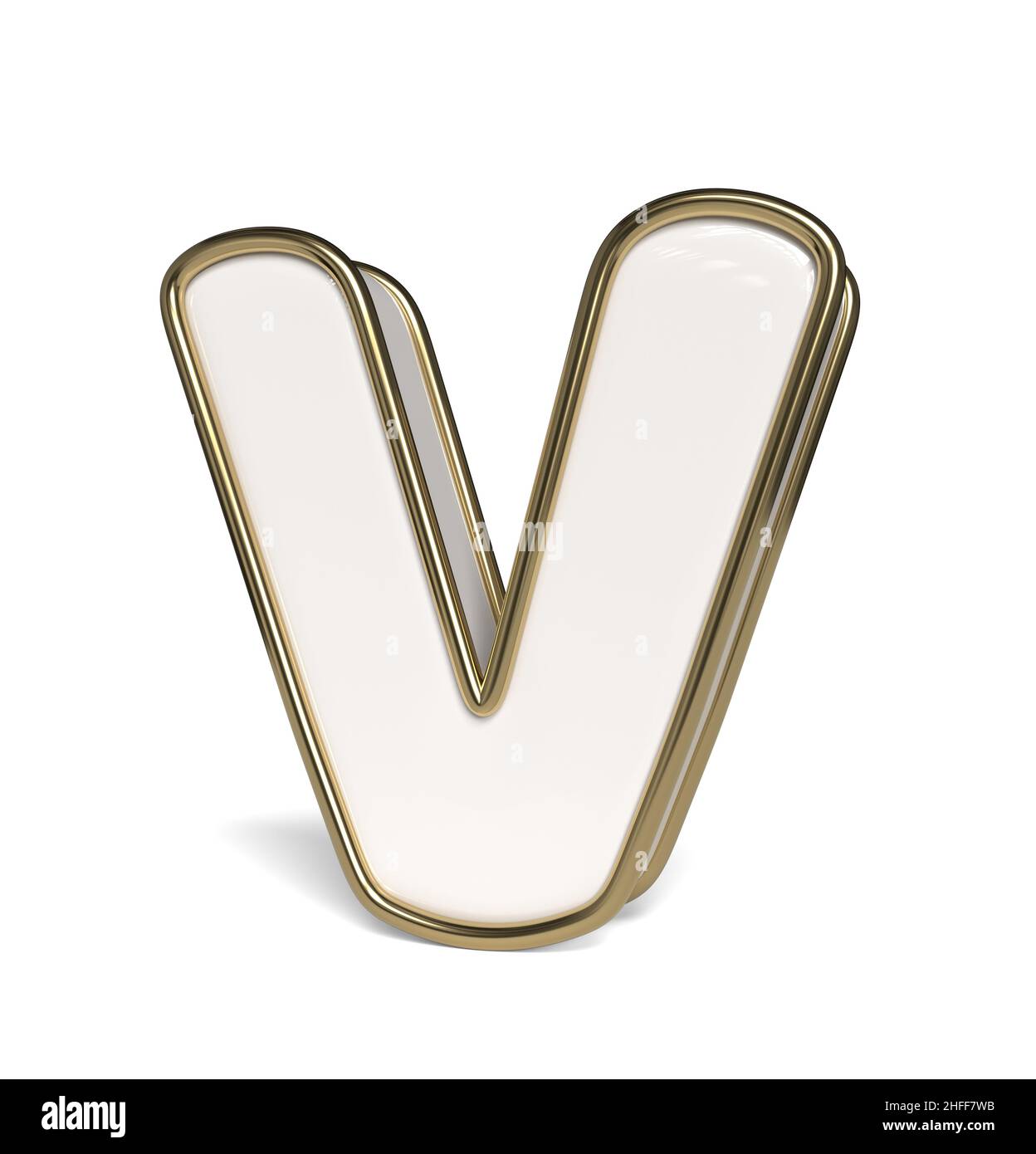 Elegant white alphabet. Letter V. 3D rendering Stock Photo - Alamy