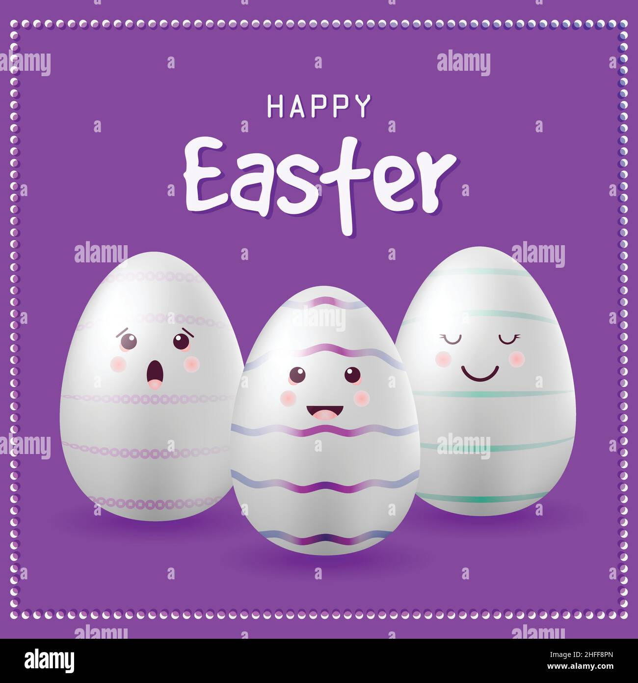 Happy Easter greeting card with decorative eggs Easter posters or flyers set Stock Vector