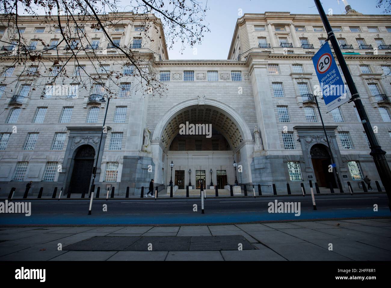 Thames House in Millbank serves as the headquarters of the United Kingdom's internal Security Service, commonly known as MI5 Stock Photo