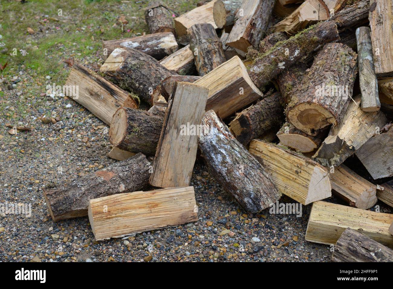 Close-up of a bulk pile of chopped firewood Stock Photo