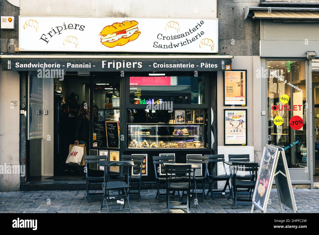 cafe in center of Brussels, Belgium Stock Photo
