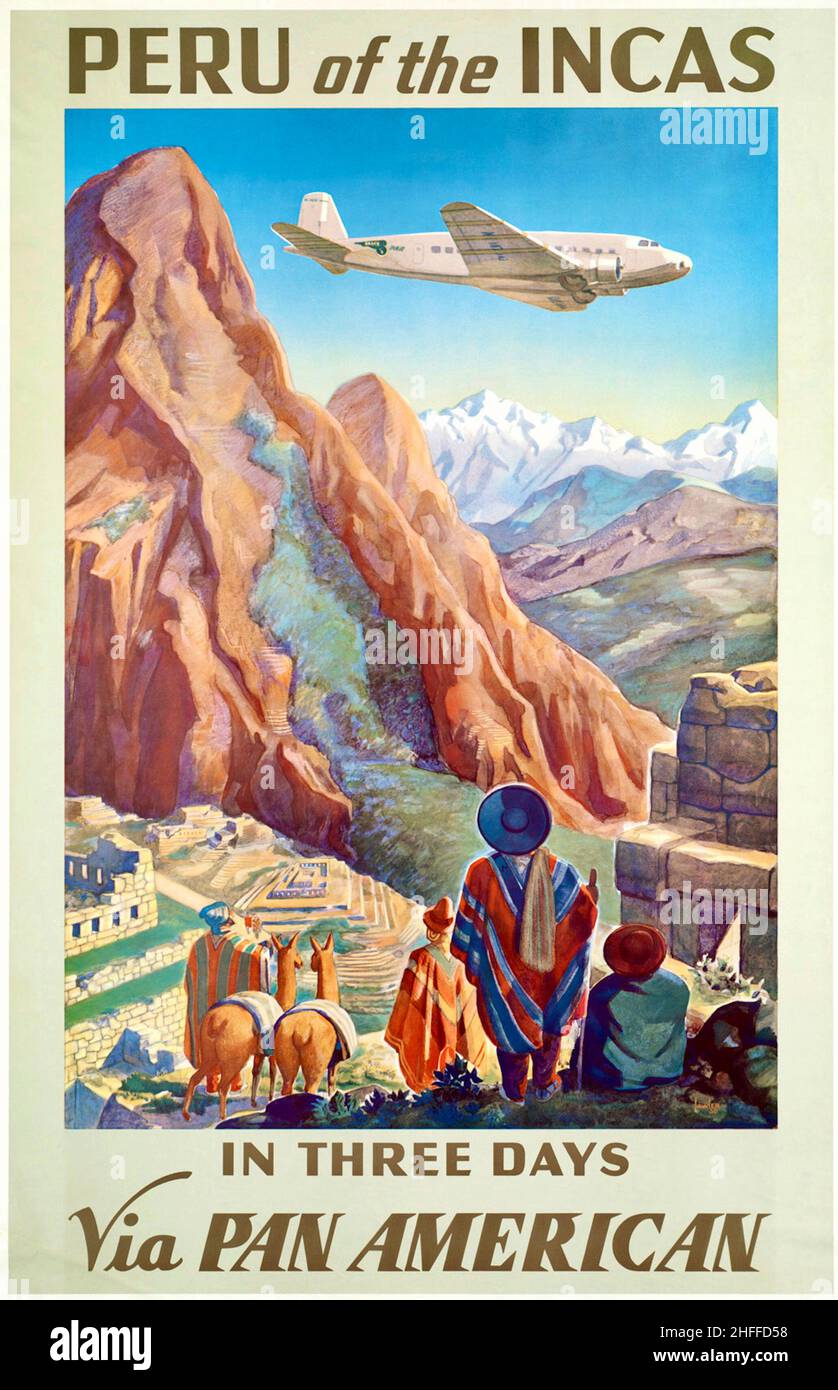 Paul George Lawler designed travel poster - Peru of the Incas Stock Photo