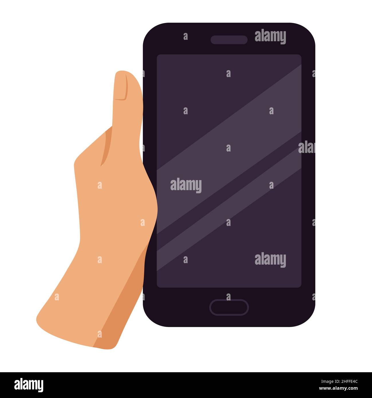 hand holding mobile phone with empty screen vector illustration Stock ...