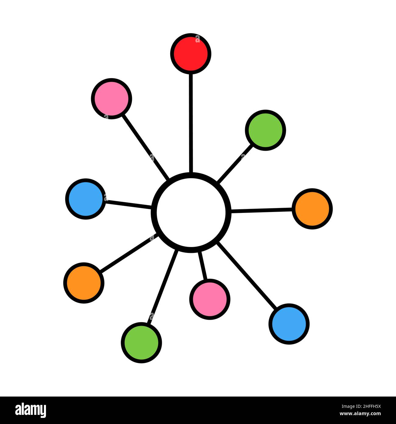 Hub flat network icon, connect structure vector symbol isolated on ...
