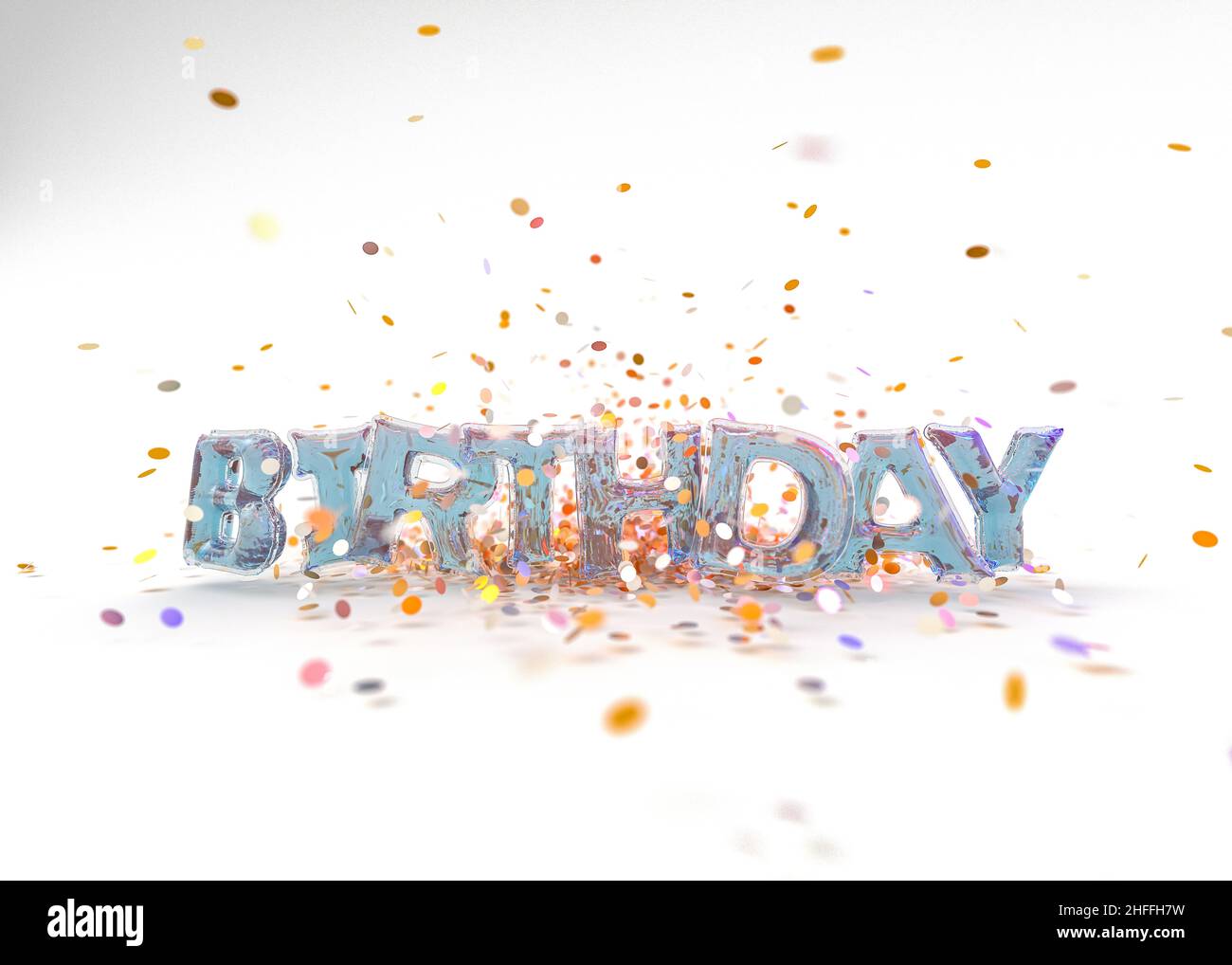 Word happy birthday in english alphabet from balloons. Holidays and education. 3D rendering Stock Photo