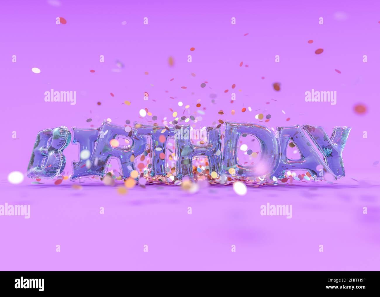 Word happy birthday in english alphabet from balloons. Holidays and education. 3D rendering Stock Photo
