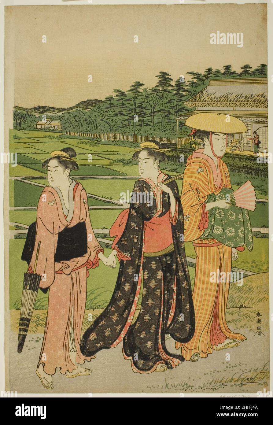Three Women near Rice Paddies, c. 1780/1801 Stock Photo - Alamy