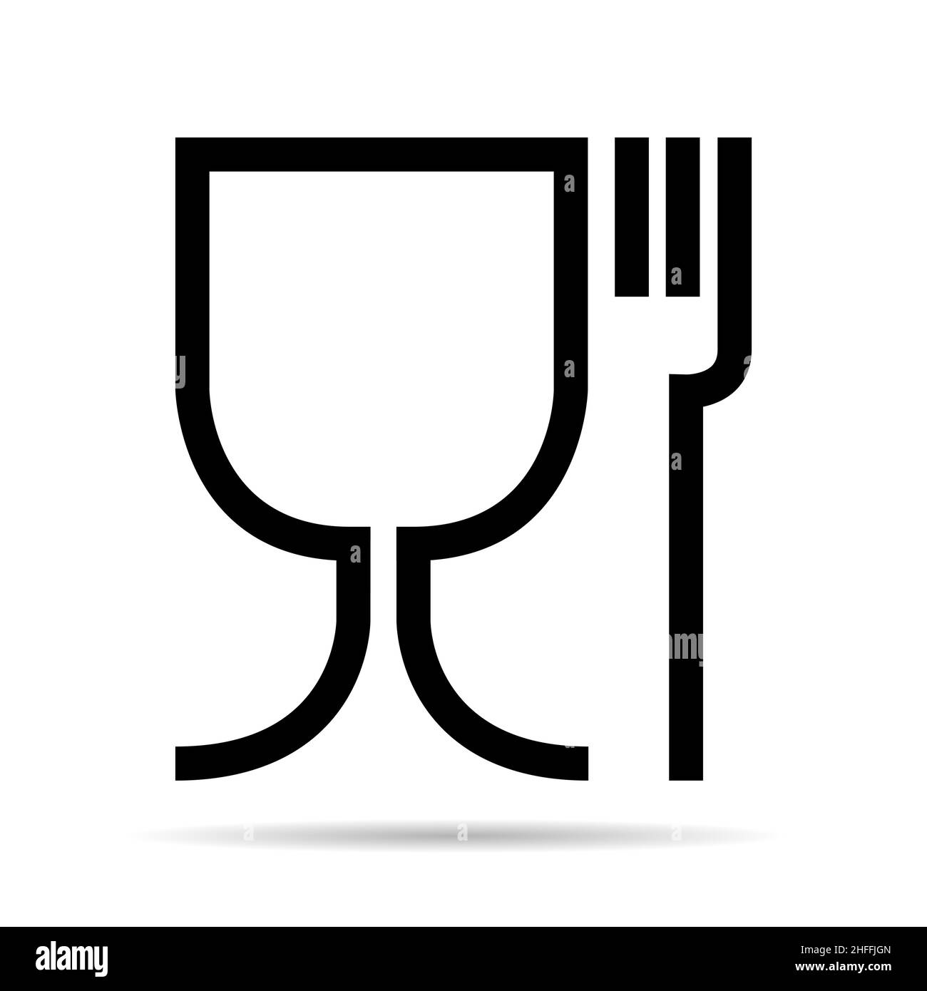 Food safe symbol. The international icon for food safe material, wine glass and a fork symbol . Stock Vector
