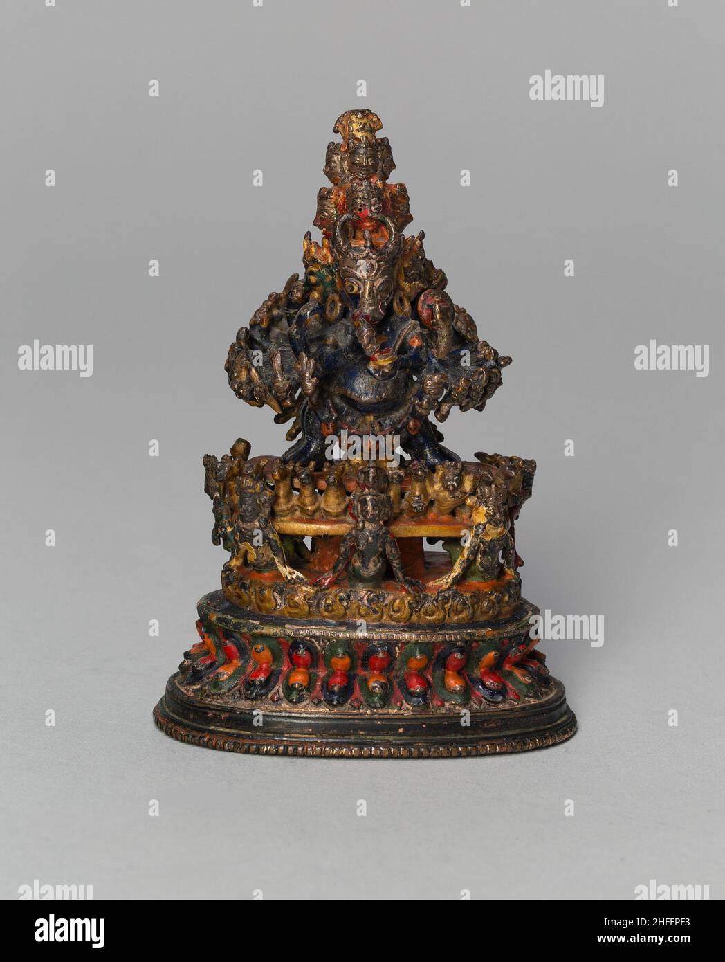 Buffalo-Headed Vajrabhairava, a Wrathful form of Bodhisattva Manjushri, 15th century. Stock Photo