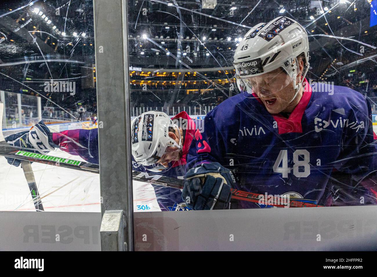 Carl Klingberg 48 (EV Zug) and Christian Djoos 5 (EV Zug) during the