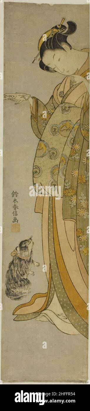Courtesan with her Pet, c. 1769. Stock Photo