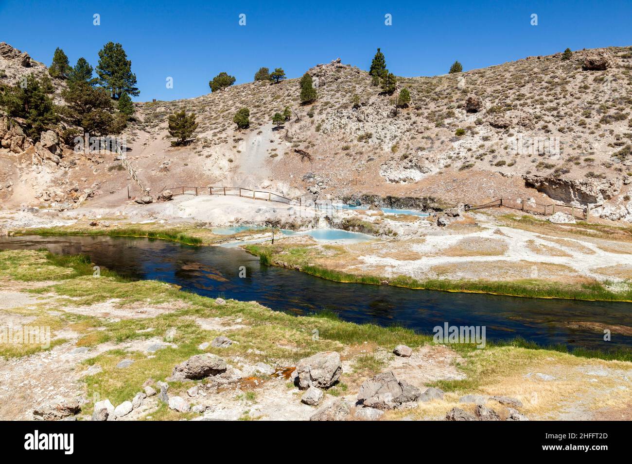 hot springs at hot creek geological site near mammoth Stock Photo