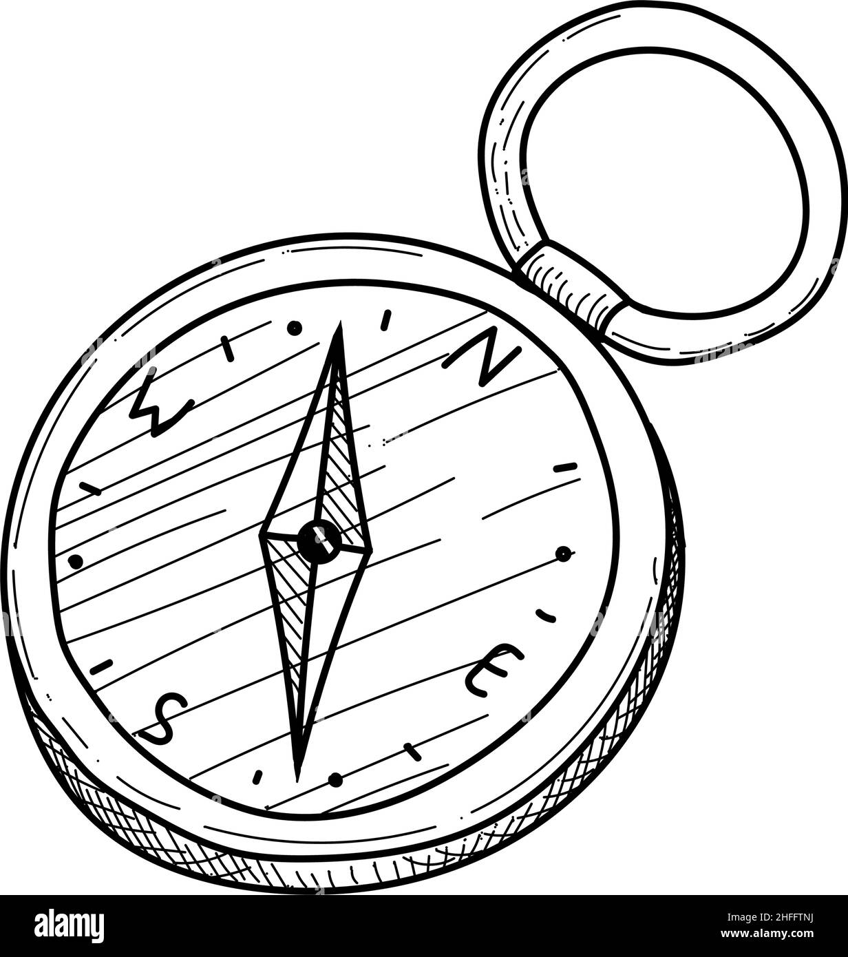 Compass. Doodle. Vector illustration isolated on white background Stock