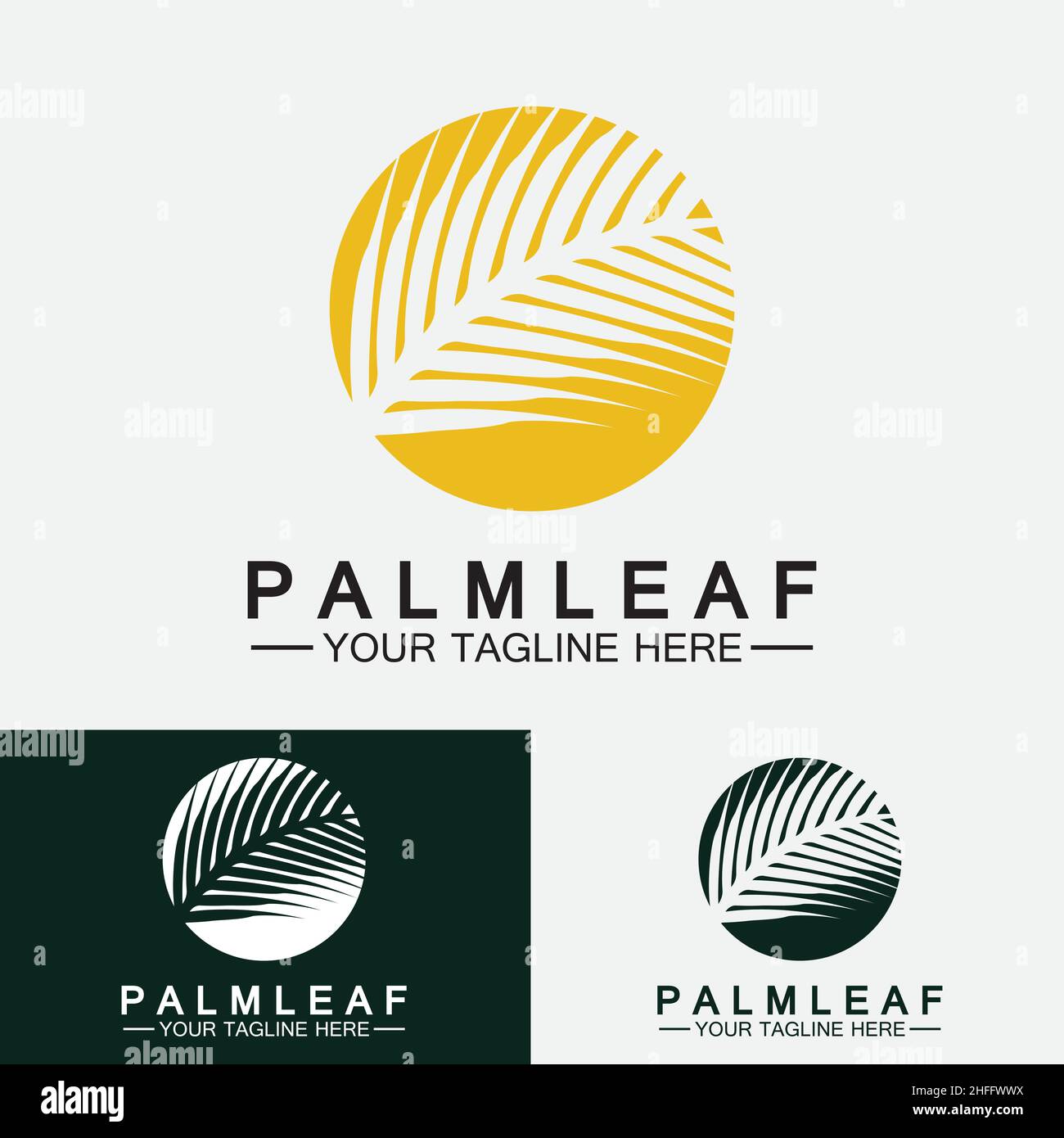 Tropical Palm leaf logo vector design template Stock Vector