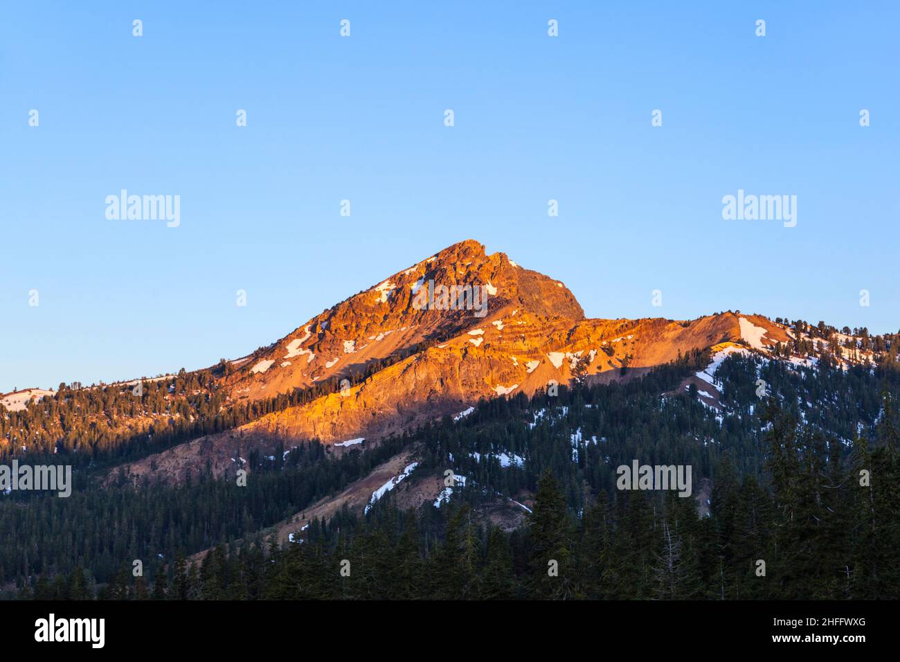snow on Mount Lassen in the national park Stock Photo