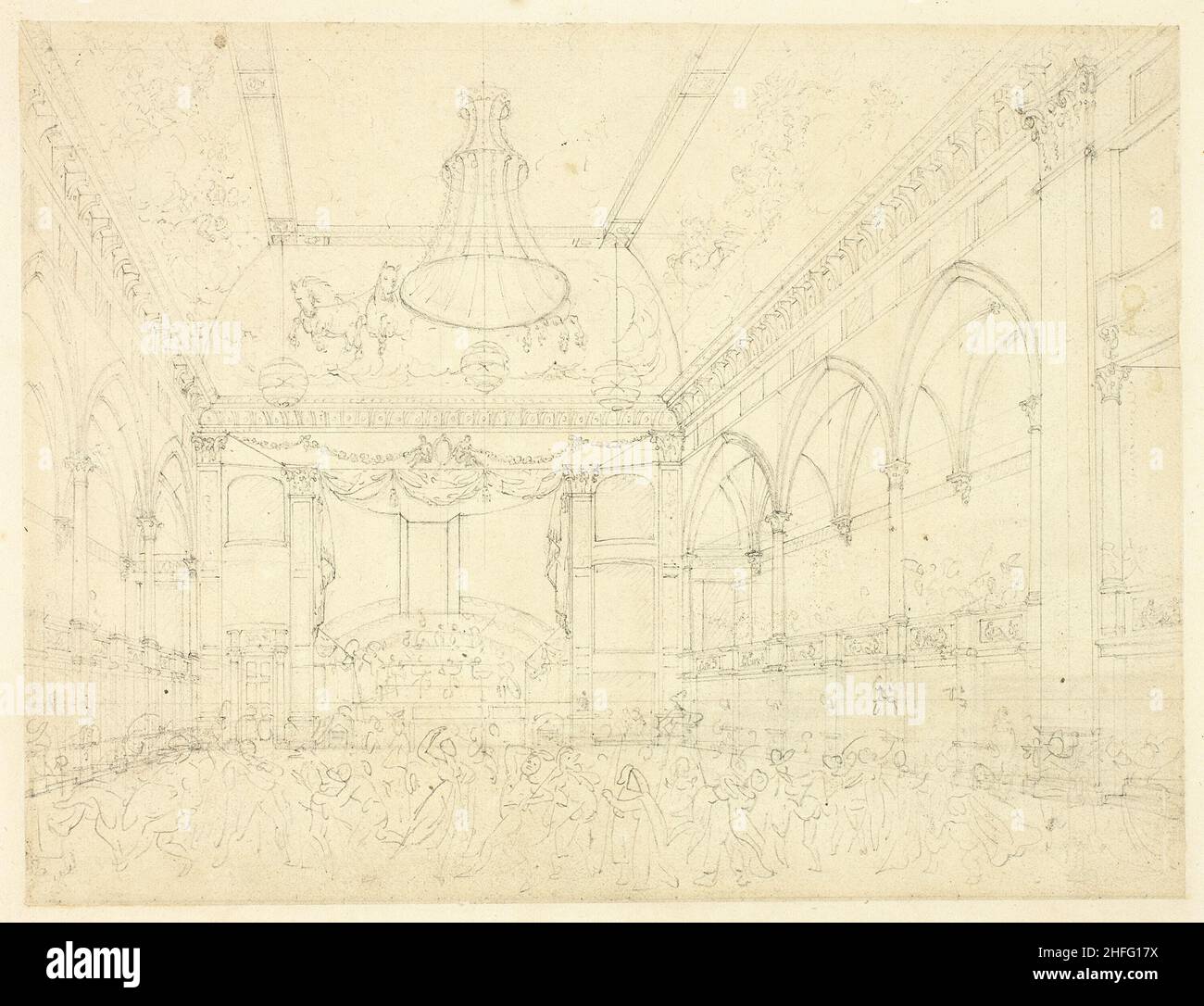 Study for Pantheon Masquerade, from Microcosm of London, c. 1809. Stock Photo