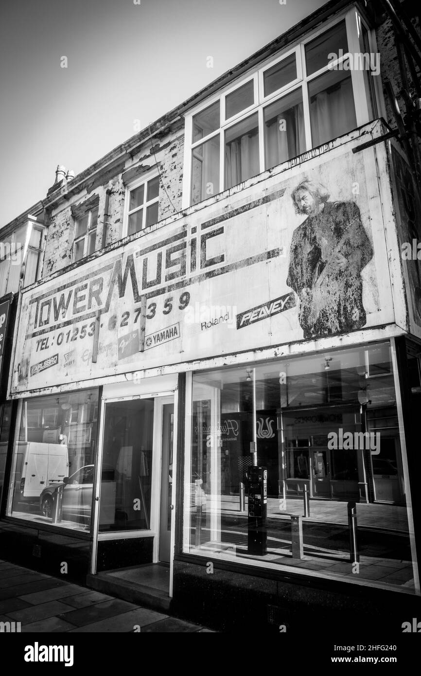 The famous Tower Music shop, now closed down and abandoned. Stock Photo