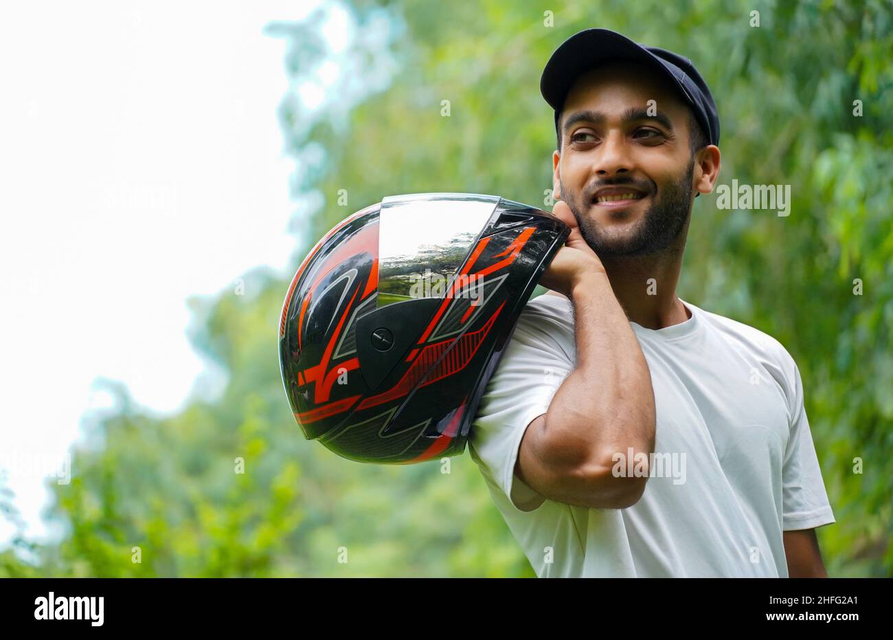 asian man with bike helmet Stock Photo Alamy