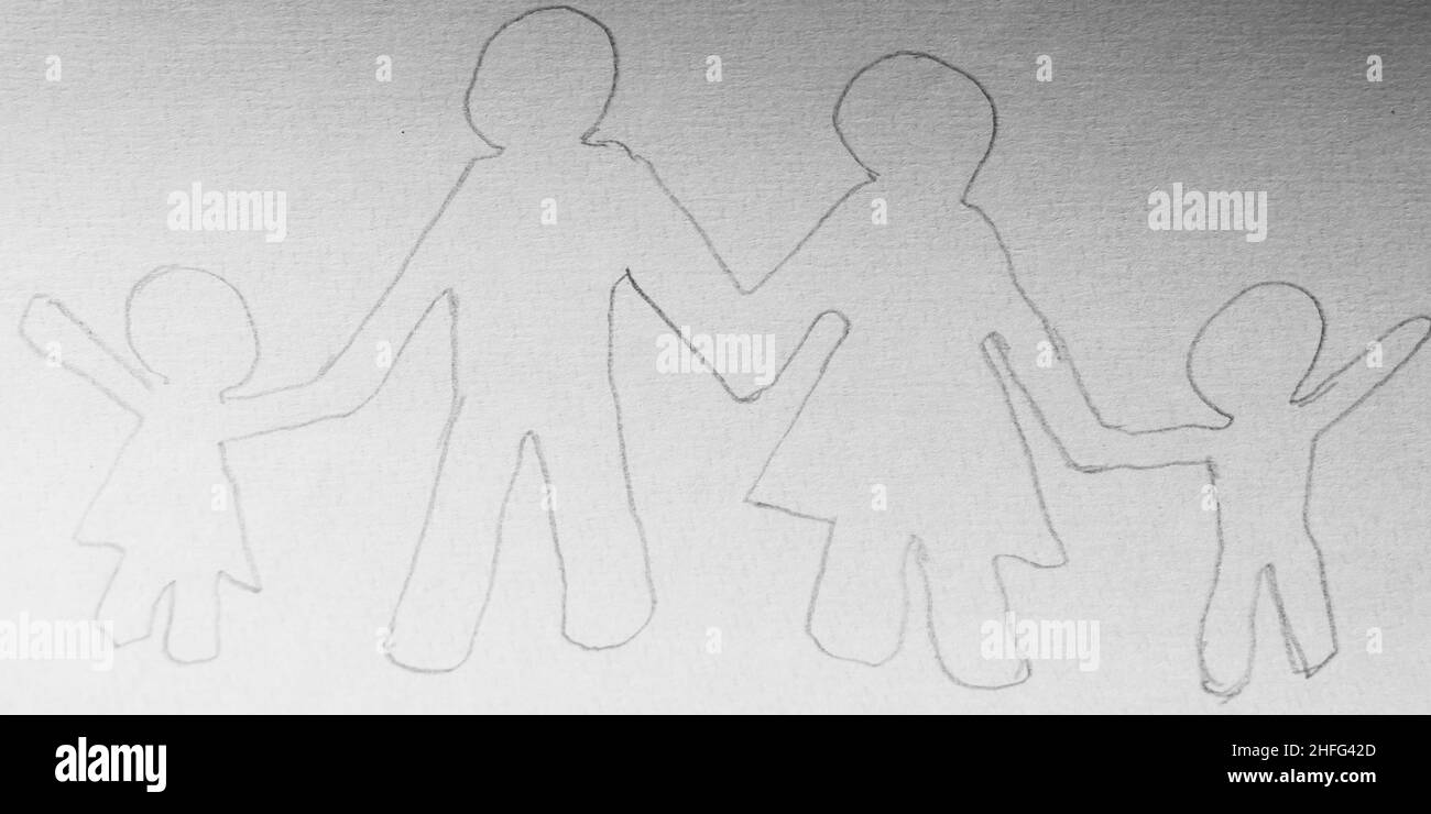 Happy family sketch pencil drawing Stock Photo Alamy