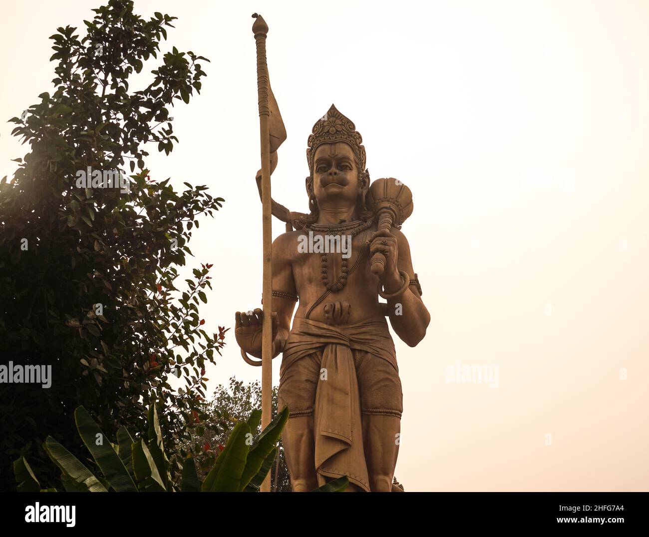 statue of god hanumaan in sky hindu god statue image Stock Photo