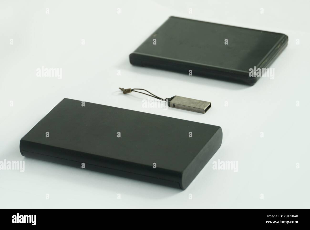 pc data storage hard disk power bank and pen drive Stock Photo Alamy