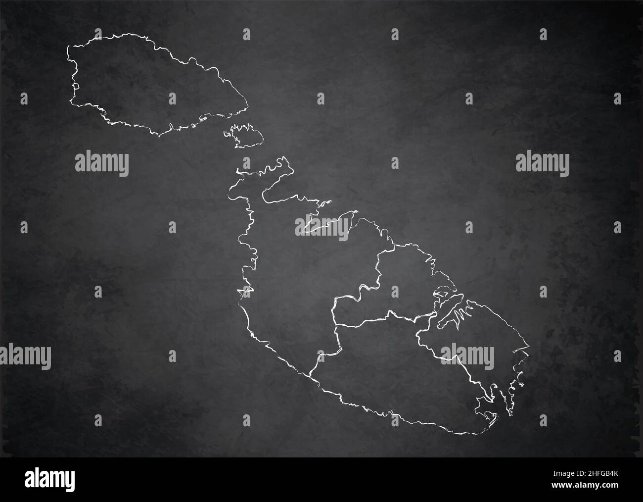 Malta map, Current regions, design card blackboard, chalkboard blank
