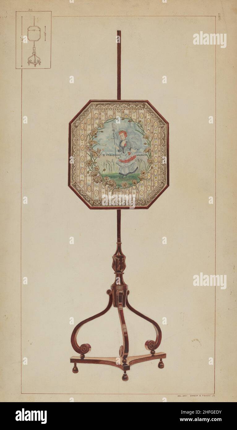 Embroidered Fire Screen, c. 1937 Stock Photo Alamy