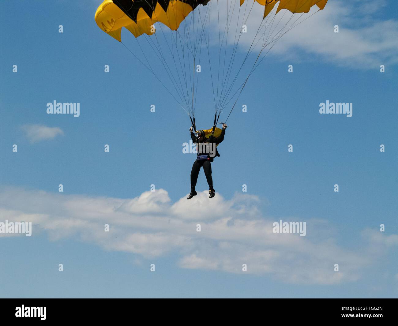 United States Military Academy, Golden Knights West Point, NY, USA  skydiver, paratrooper in flight Stock Photo
