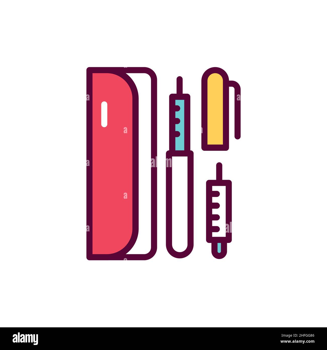 Syringe pen line icon. Isolated vector element. Stock Vector