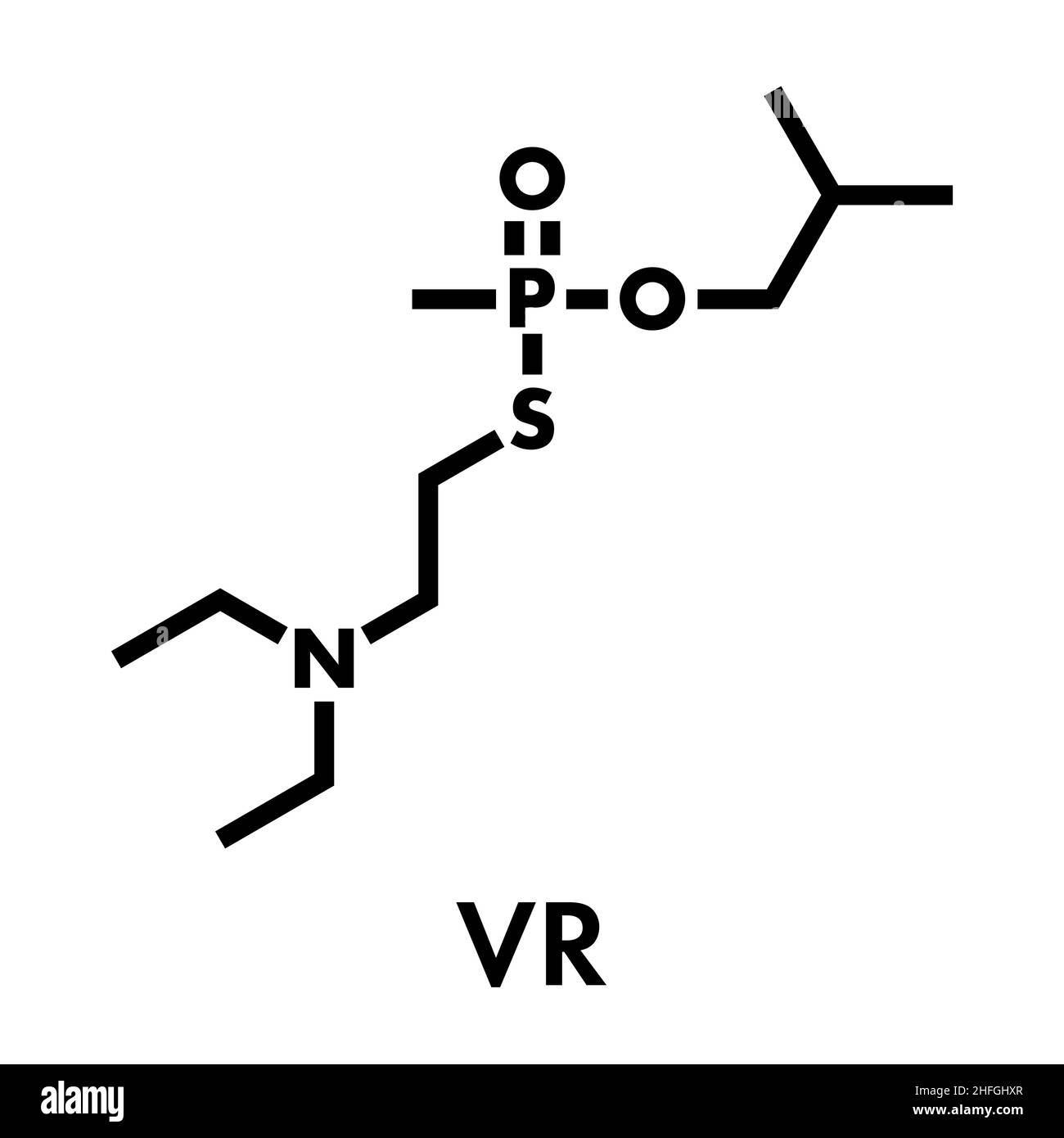 VR nerve agent molecule. Skeletal formula. Stock Vector