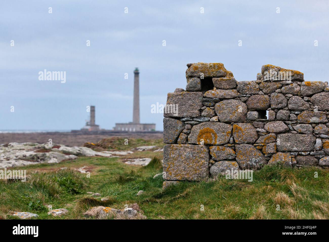 Old Stonehouse ruin near the Sea. Normandie France Stock Photo