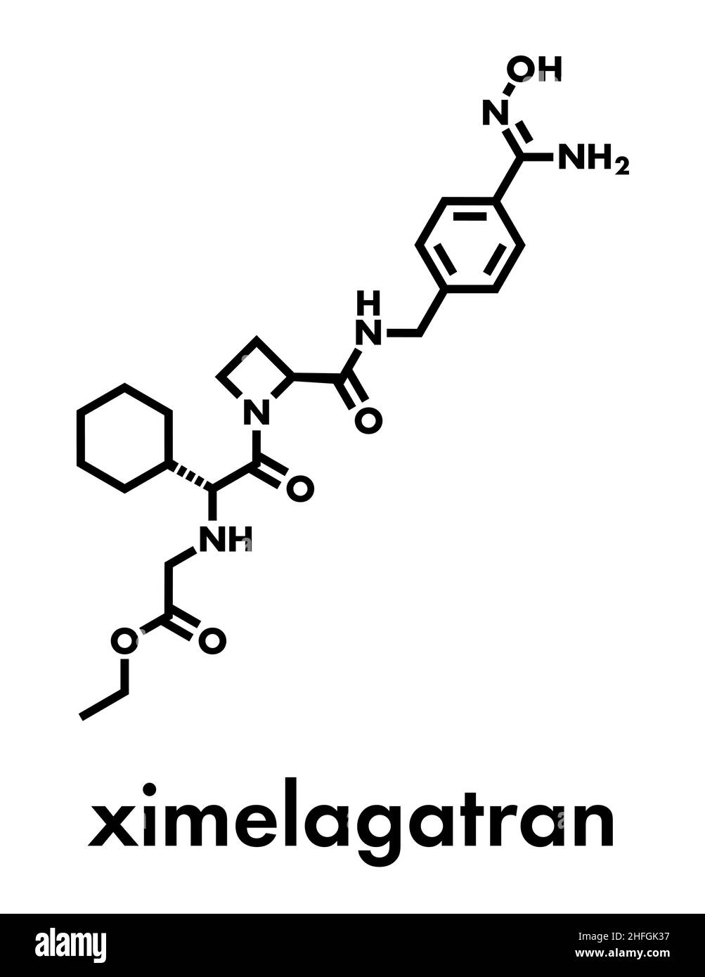 Ximelagatran anticoagulant drug molecule (direct thrombin inhibitor