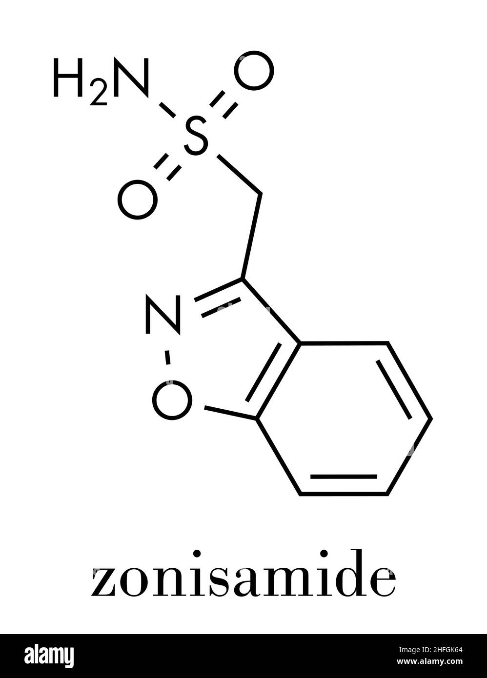 Zonisamide epilepsy drug molecule. Skeletal formula Stock Vector Image & Art Alamy
