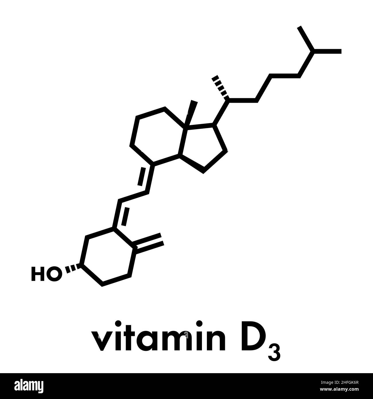 Vitamin D (D3, cholecalciferol, toxiferol) molecule. Skeletal formula. Stock Vector