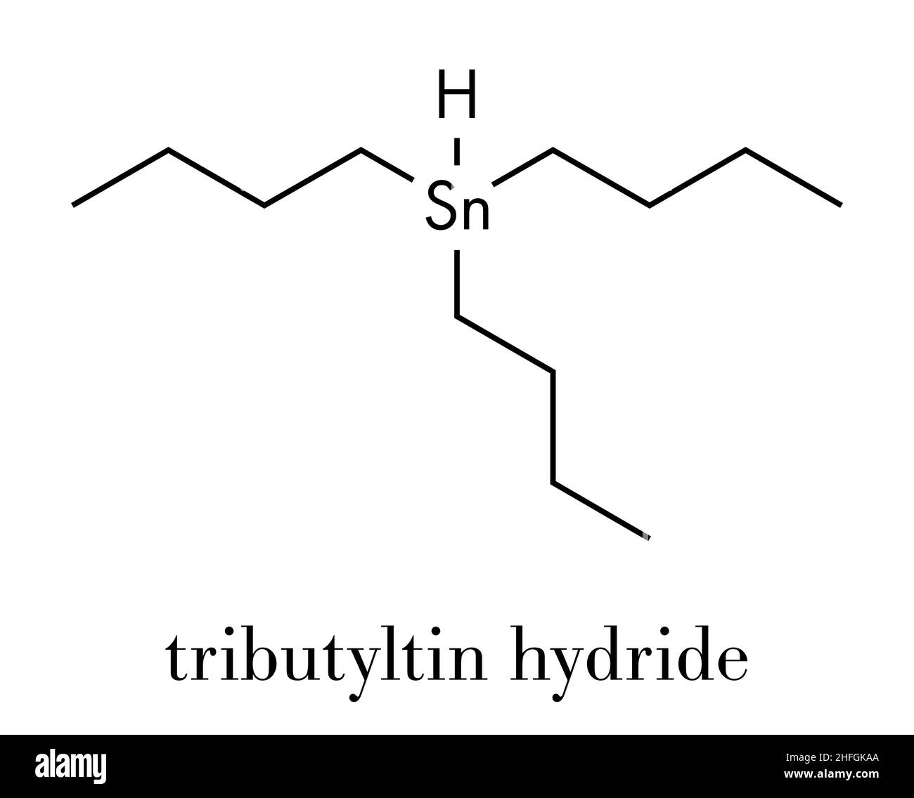 Tributyltin hydride molecule. Organotin reagent, used in organic