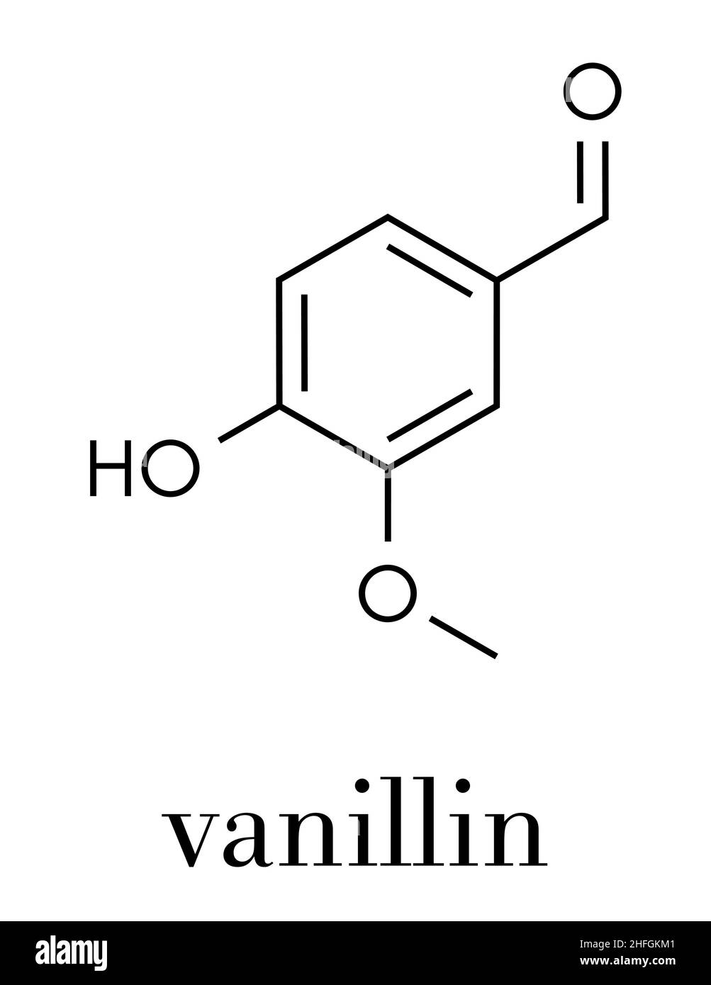 Vanillin vanilla extract molecule. Skeletal formula Stock Vector Image