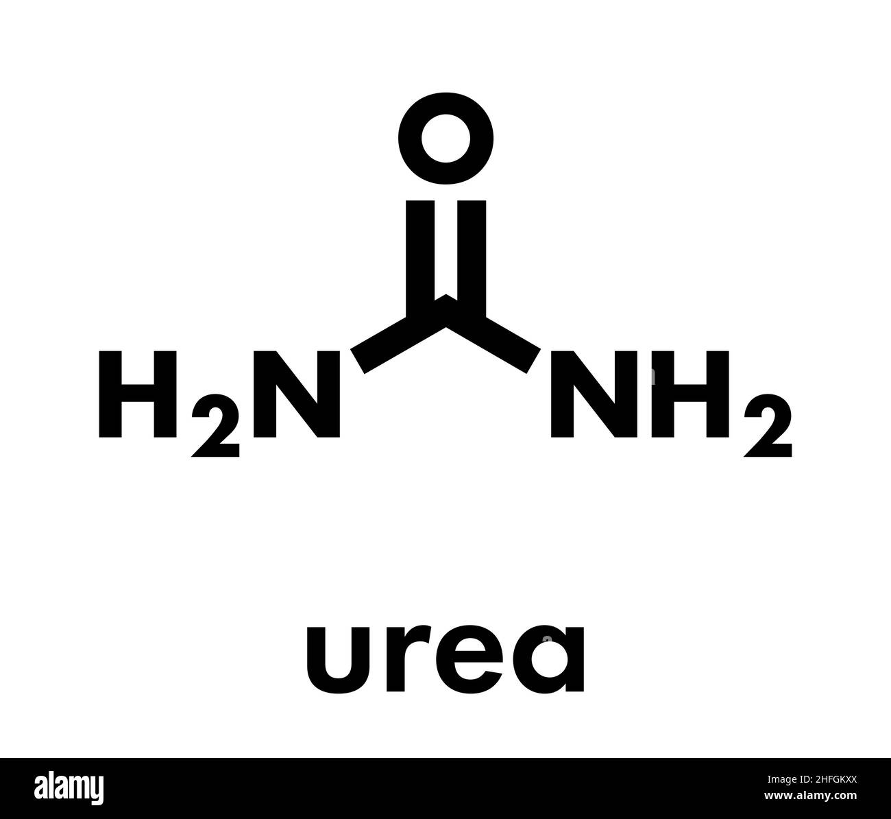 Urea (carbamide) molecule. Used in cosmetics, fertilizer; present in