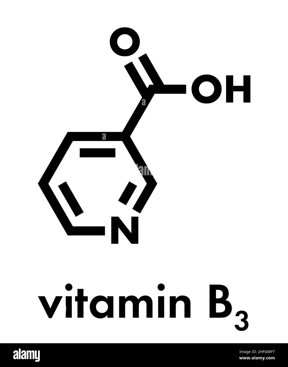 Vitamin B3 (niacin) molecule. Skeletal formula Stock Vector Image & Art