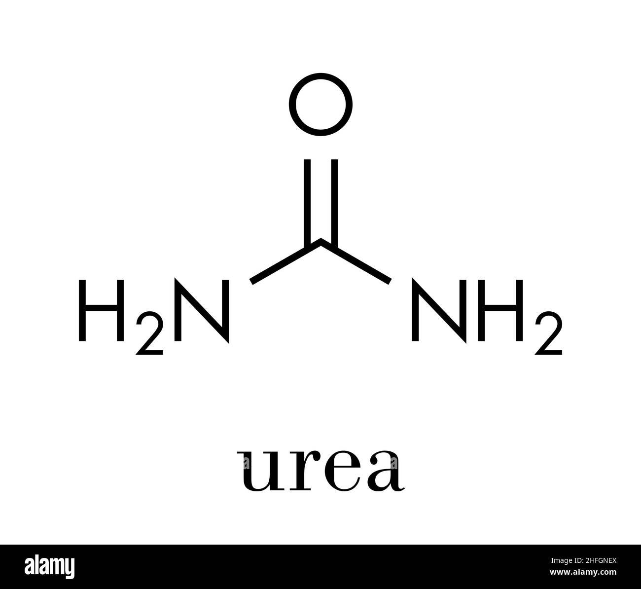 Urea (carbamide) molecule. Used in cosmetics, fertilizer; present in