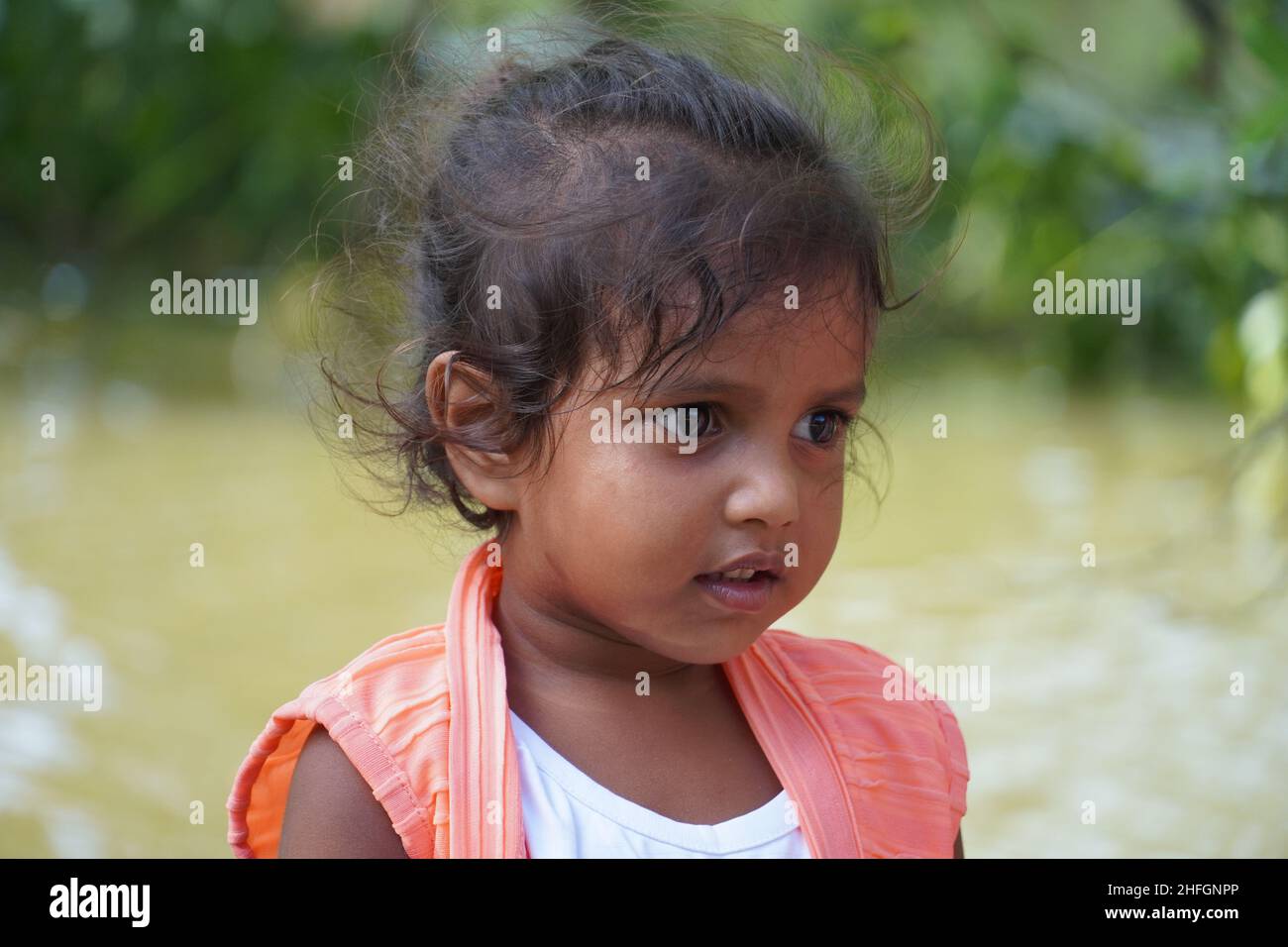 A Poor beautiful Girl - Girl Education Concept Stock Photo