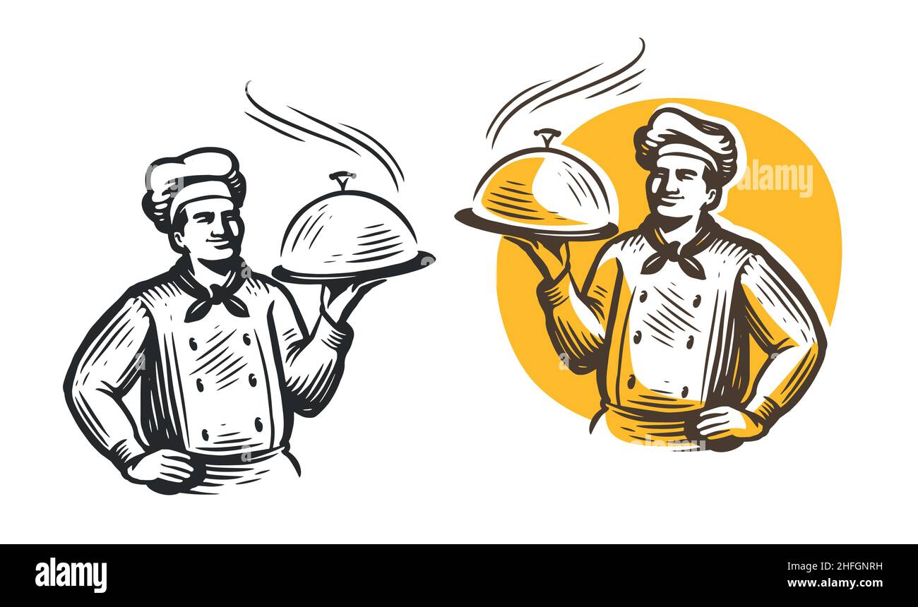 Professional chef in restaurant. Cooking food vector illustration Stock ...