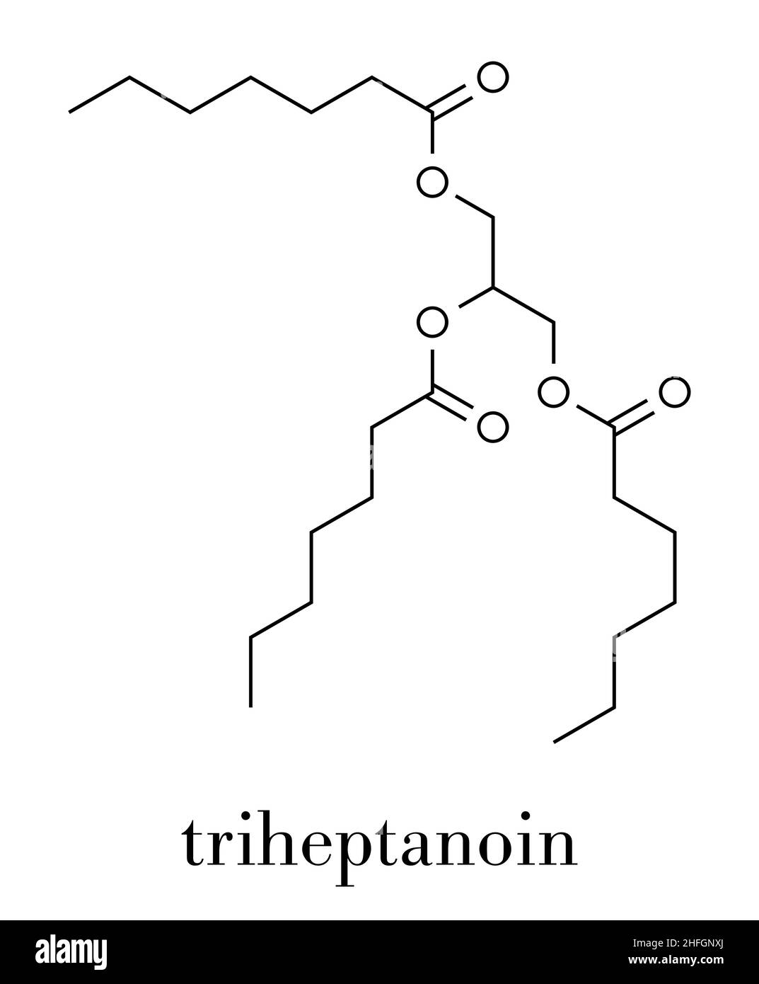 Triheptanoin drug molecule. Skeletal formula. Stock Vector