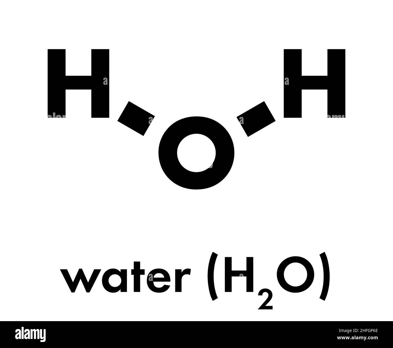 Water (H2O) molecule. Skeletal formula. Stock Vector