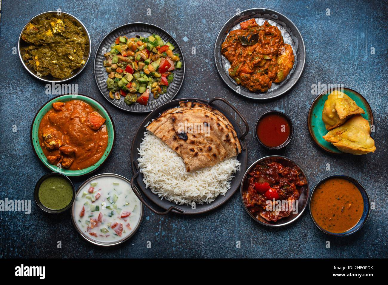 Authentic Indian dishes and snacks Stock Photo
