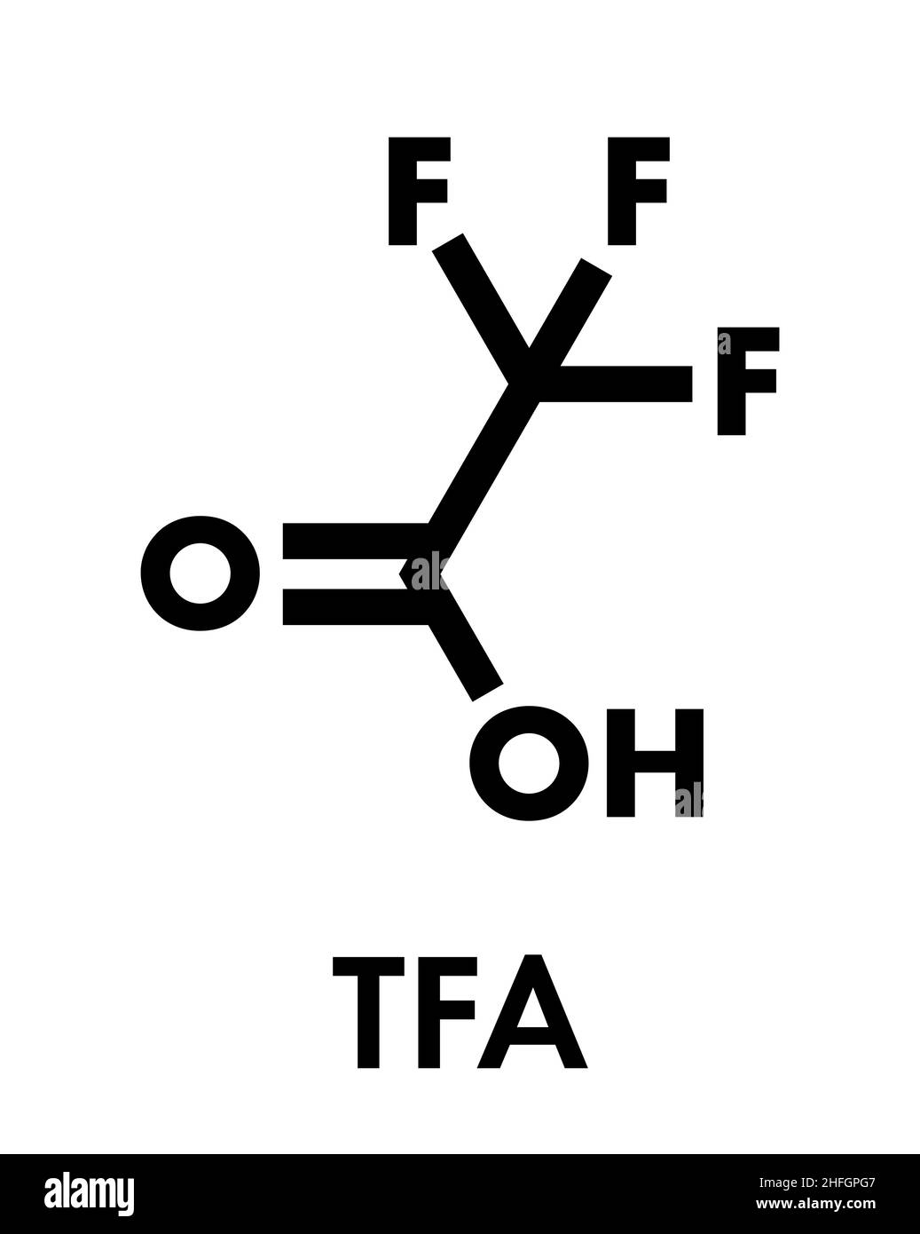 Trifluoroacetic acid (TFA) molecule. Skeletal formula. Stock Vector