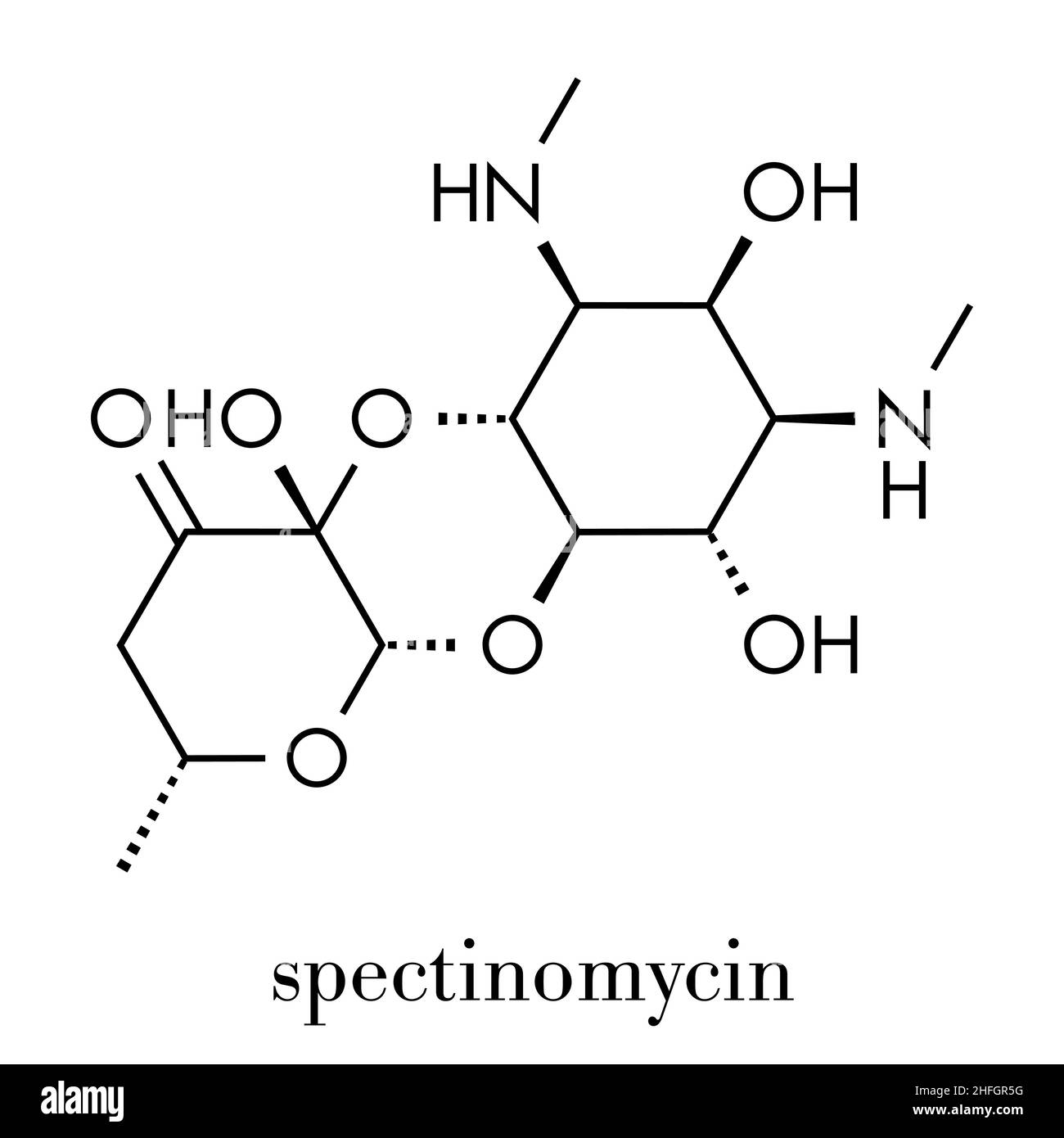 Spectinomycin gonorrhea drug molecule. Antibiotic of the aminocyclitol